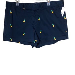 NEW GAP Pineapple City Shorts Plus Size 18 Navy Blue Novelty Print Fun Beach NWT